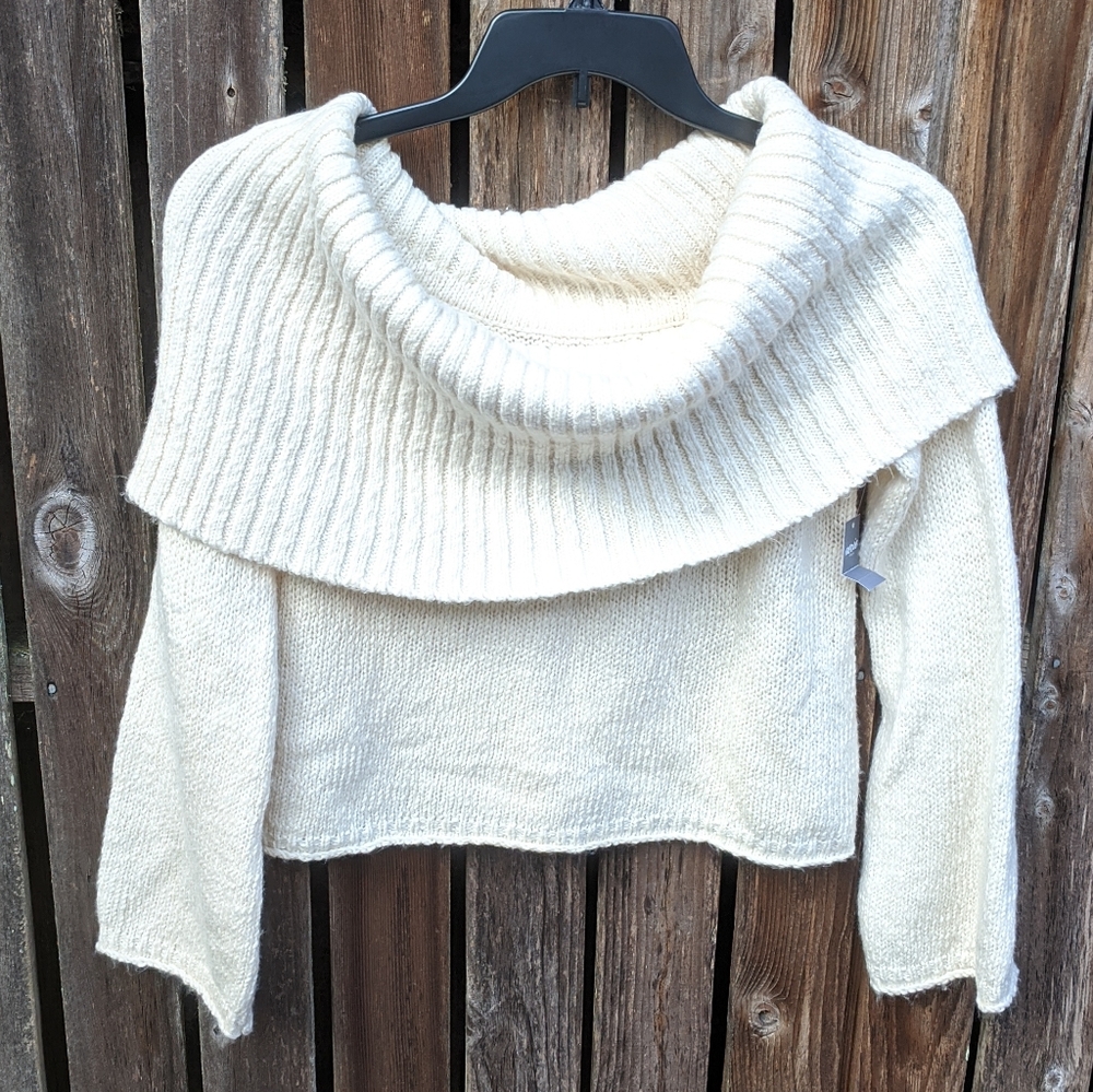 Aerie Sweater Cowl Neck Cropped Chunky M Nwt New